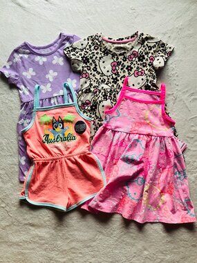 3T Hello Kitty Dresses & Bluey Romper Bundle